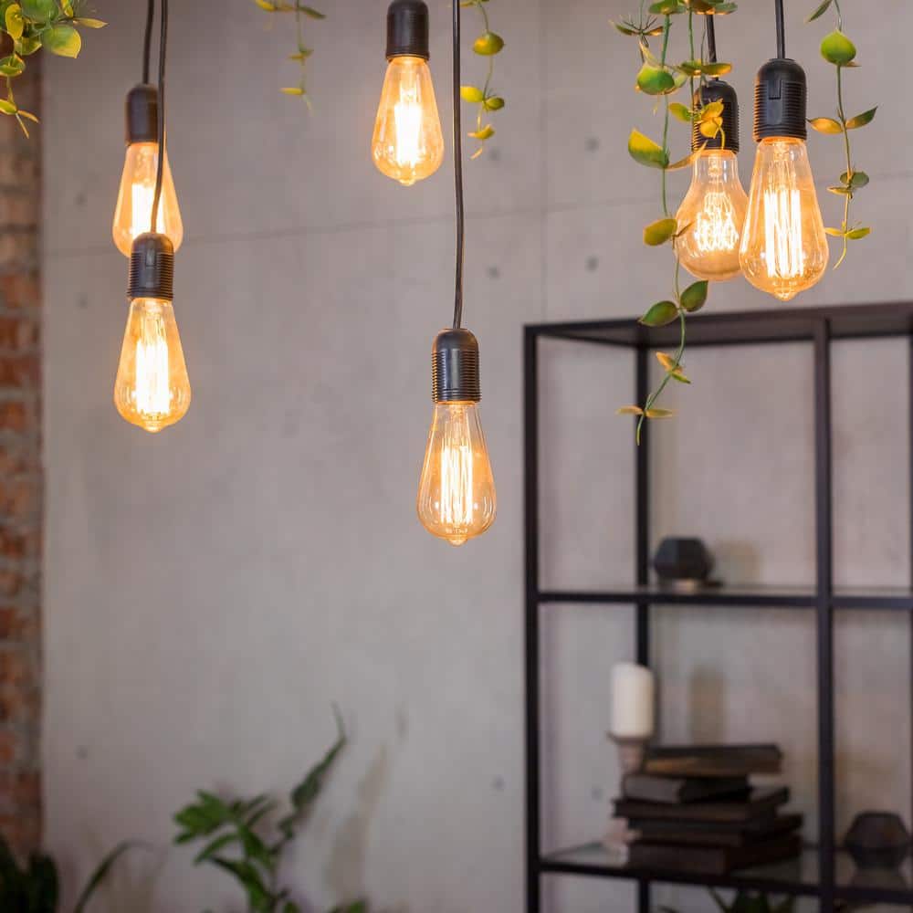 Amber Glass Vintage Edison LED Light Bulbs, 5 Watts, Dimmable, 6-Pack
