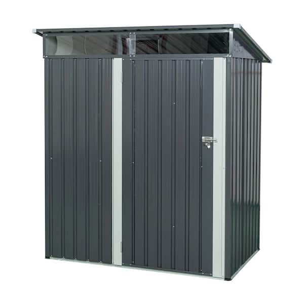 Toolhs, 5 ft. W x 3 ft. D, Outdoor Metal Storage Shed Transparent plate, Gray, 15 sq ft.