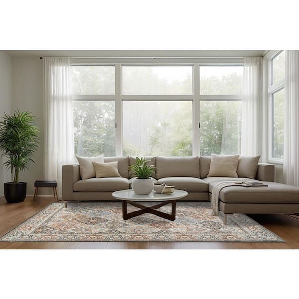 Ancient Garden 5 ft. 3 in. X 7 ft. 7 in. Brown/Blue Oriental Indoor Area Rug