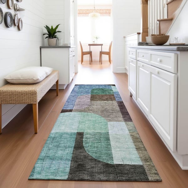 Mayfield Premium Machine Washable Abstract AMF1122 Brown 2 ft. 3 in. x 7 ft. 6 in. Runner Rug