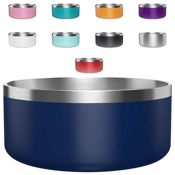 Unbranded Stainless Steel Dog Food and Water Bowl Non Slip Quiet Bottom Easy Clean Dishwasher Safe 40 oz. Blue