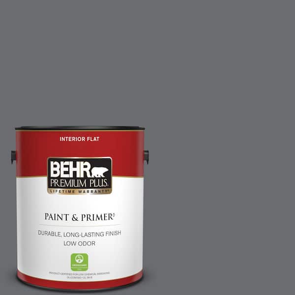BEHR PREMIUM PLUS 1 gal. #PPF-49 Platinum Gray Flat Low Odor Interior Paint & Primer