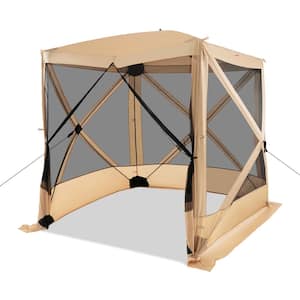 6.7 ft. x 6.7 ft. Pop Up Gazebo with Netting and Carry Bag in Coffee