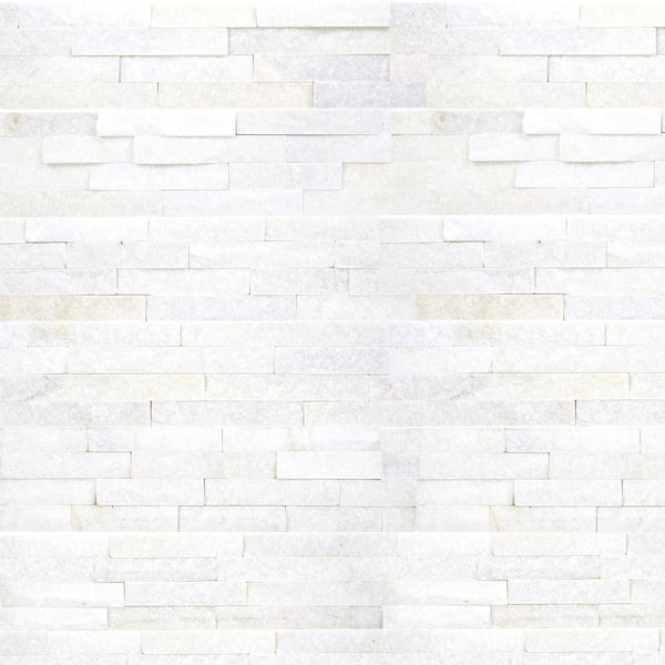 MSI Arctic White Ledger Panel 4 in. x 4 in. Natural Marble Wall Tile ...
