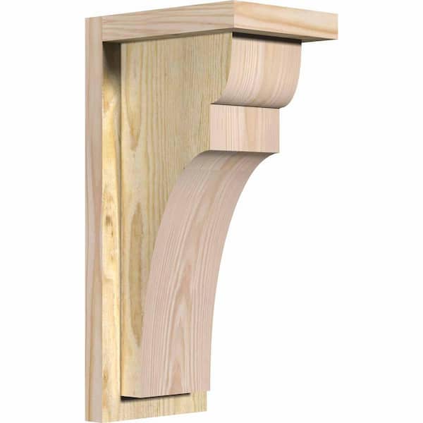 Ekena Millwork 6 in. x 8 in. x 16 in. Douglas Fir Yorktown Rough Sawn Corbel with Backplate