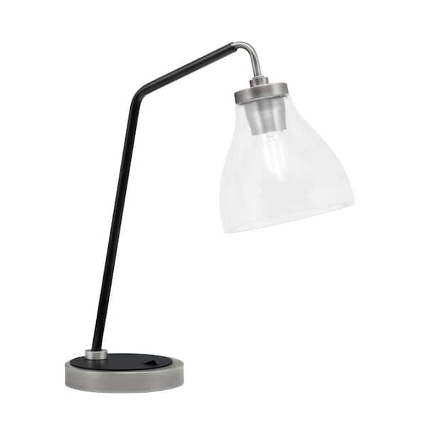 Unbranded Delgado 16.5 in. Graphite and Matte Black Piano Desk Lamp with Clear Bubble Glass