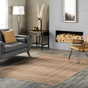Madie Transitional Bordered Easy-Jute Machine Washable Natural 6 ft. x 9 ft. Area Rug