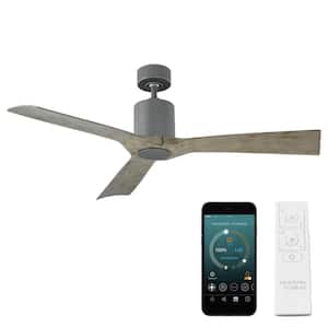Aviator 54 in. Smart Indoor/Outdoor 3-Blade Ceiling Fan in Graphite Weathered Gray with Remote Control