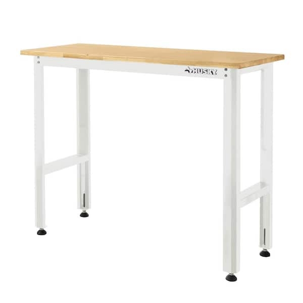Husky Ready-To-Assemble 4 ft. Solid Wood Top Workbench in White