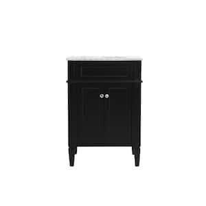 Simply Living 24 in. W x 21.5 in. D x 35 in. H Bath Vanity in Black with Carrara White Marble Top