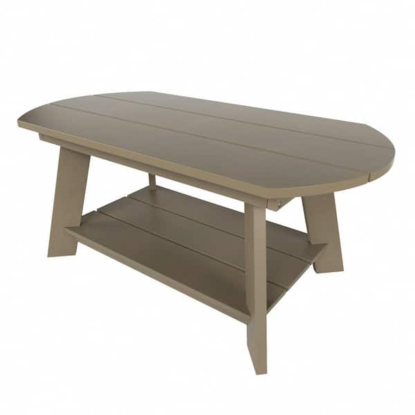 Vineyard Taupe Rectangular Plastic Outdoor Double Layer Adirondack Coffee Table