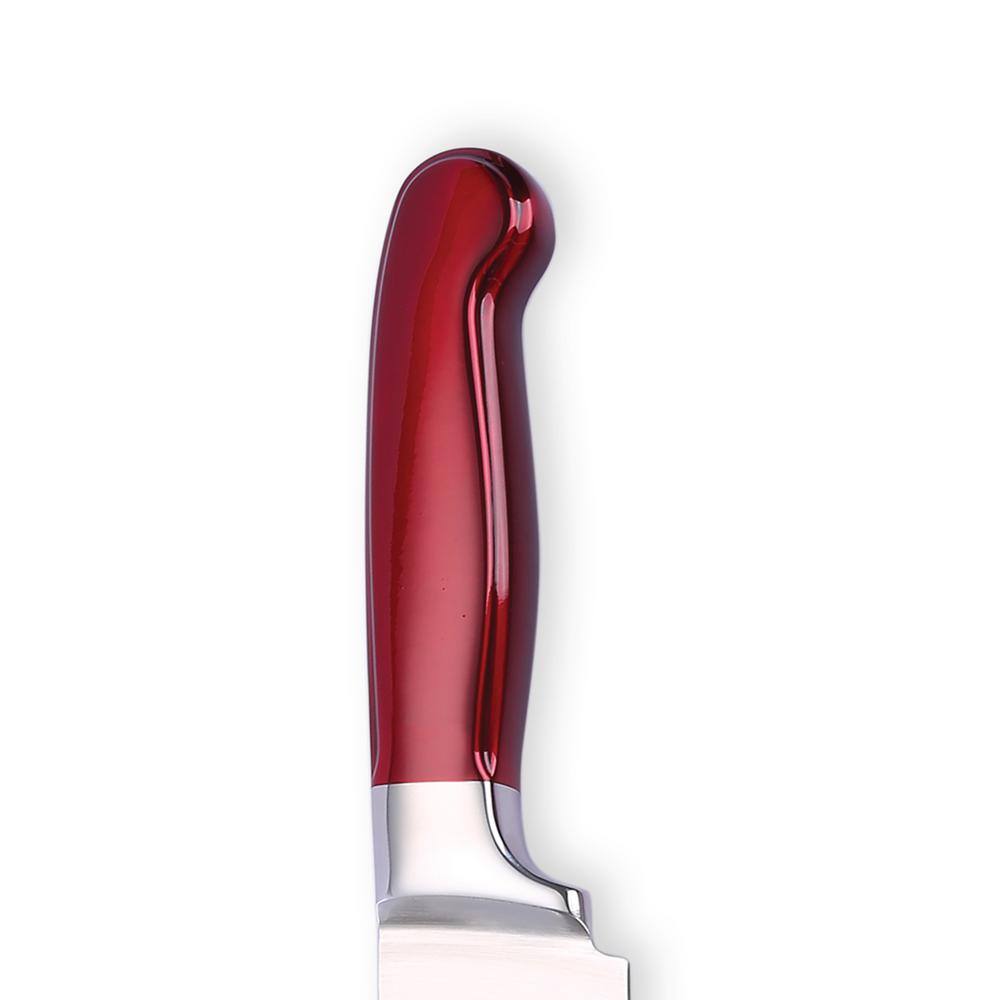 Rorik 14-Piece Red Stainless Steel Knife Block Set with Acacia Wood