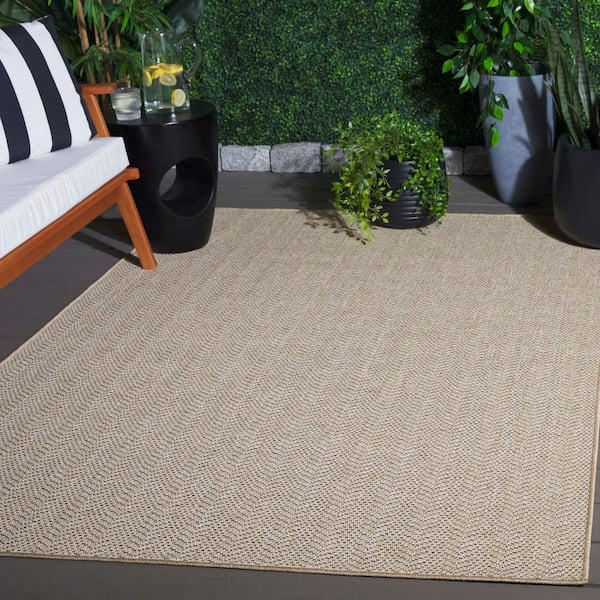 Sisal Performance 9 ft. x 12 ft. Beige Chevron Striped Area Rug