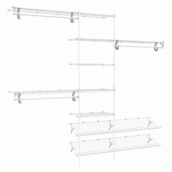 SuperSlide 5 ft. to 8 ft. 12.9 in. D x 96 in. W x 86.3 in. H White Ventilated Wire Steel Closet System Organizer Kit