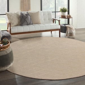 Practical Solutions Natural 8 ft. x 8 ft. Diamond Contemporary Round Area Rug