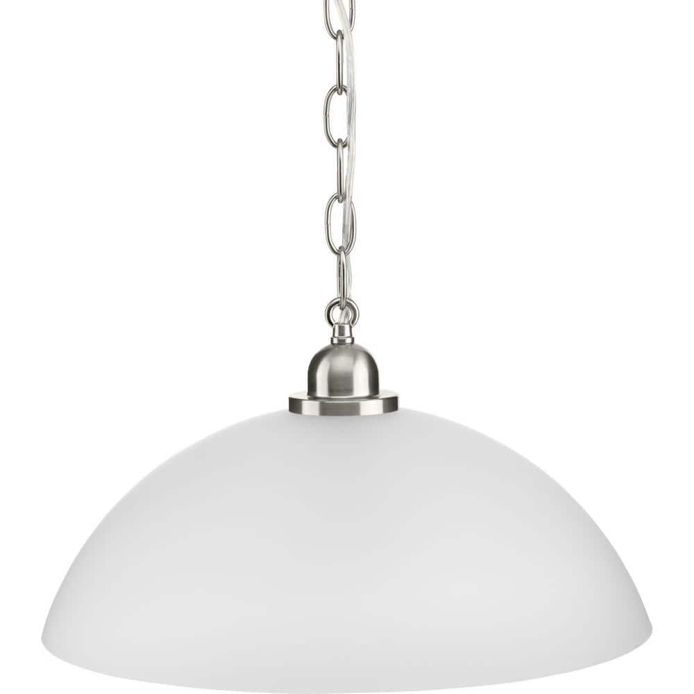 Nickel Etched Glass Dome Pendant Light with Bowl Shade