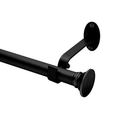 Shaker 86 in. - 120 in. Adjustable 3/4 in. Window Single Curtain Rod in Wraught Iron with Cap Finial