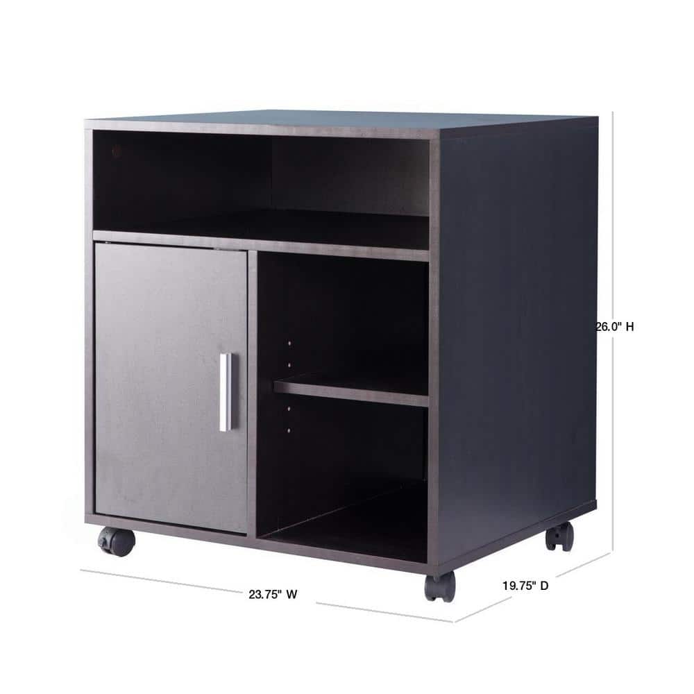 Black Wood Office Storage Stand with Casters