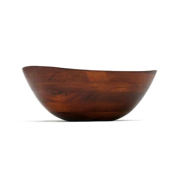Lipper Brown Cherry Finish Wood 13 in. Wavy Rim Bowl