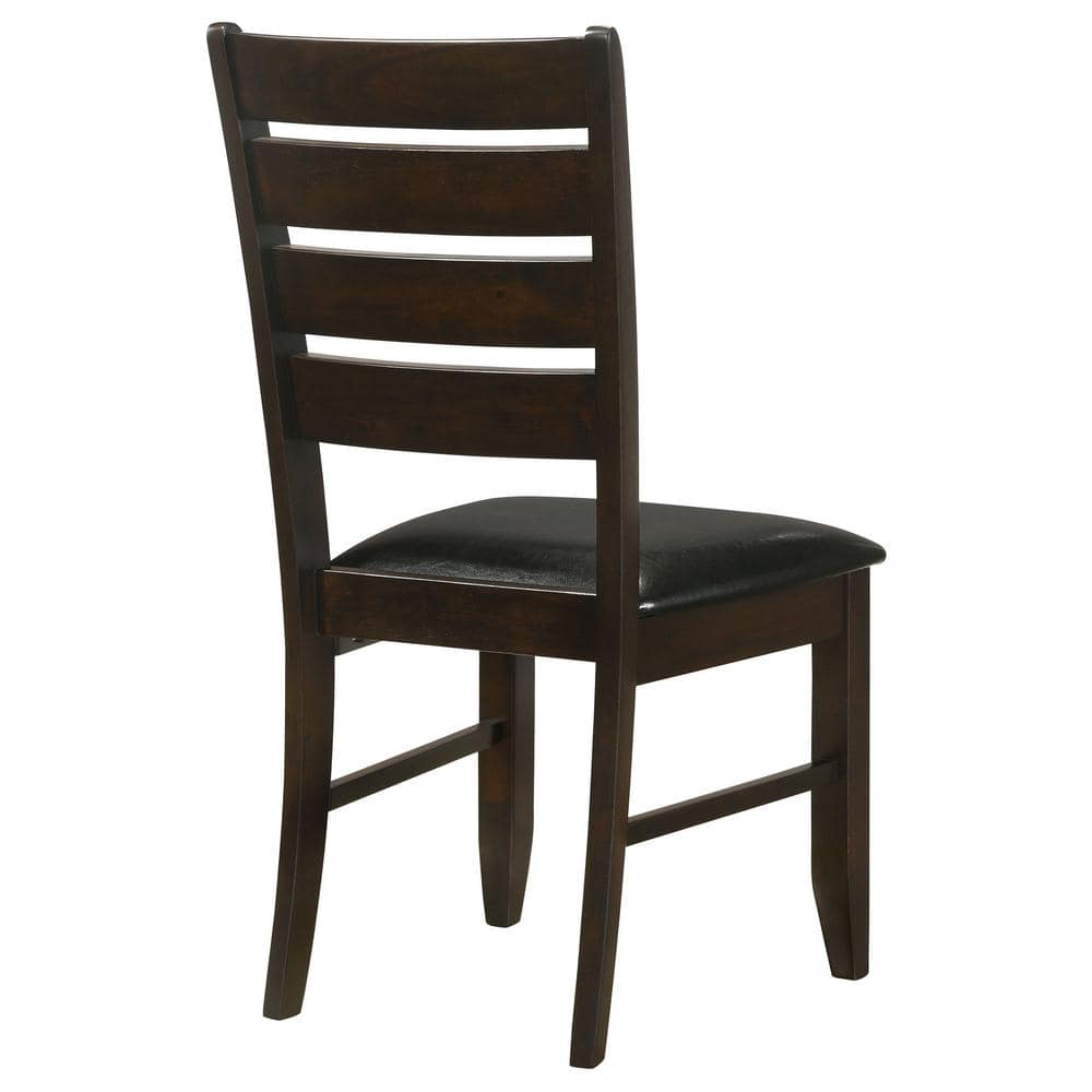 Espresso Brown Faux Leather Upholstered Ladderback Side Chair