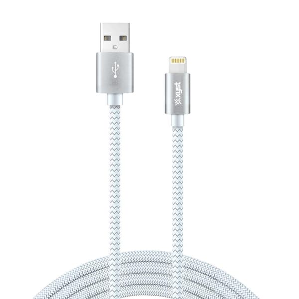 Unbranded Charge and Sync USB to Lightning Braided Cable, 10 ft. (White)