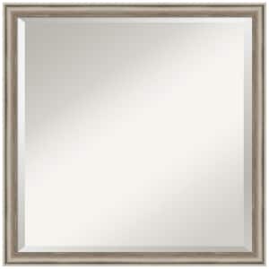 Salon Scoop Pewter 22 in. W x 22 in. H Beveled Casual Square Wood Framed Wall Mirror in Silver