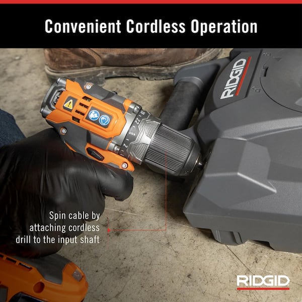 RIDGID FlexShaft Wall-To-Wall Drain Cleaning Machine, 1-1/2 in. Nylon Brush  for 1-1/2 in. Pipe Prep & Gentle Clean Up 68933 - The Home Depot