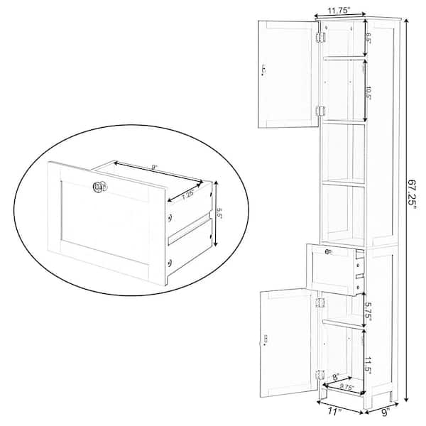 Newberry Tall Bathroom Storage Cabinet – Linen Tower, White – 2kfurniture