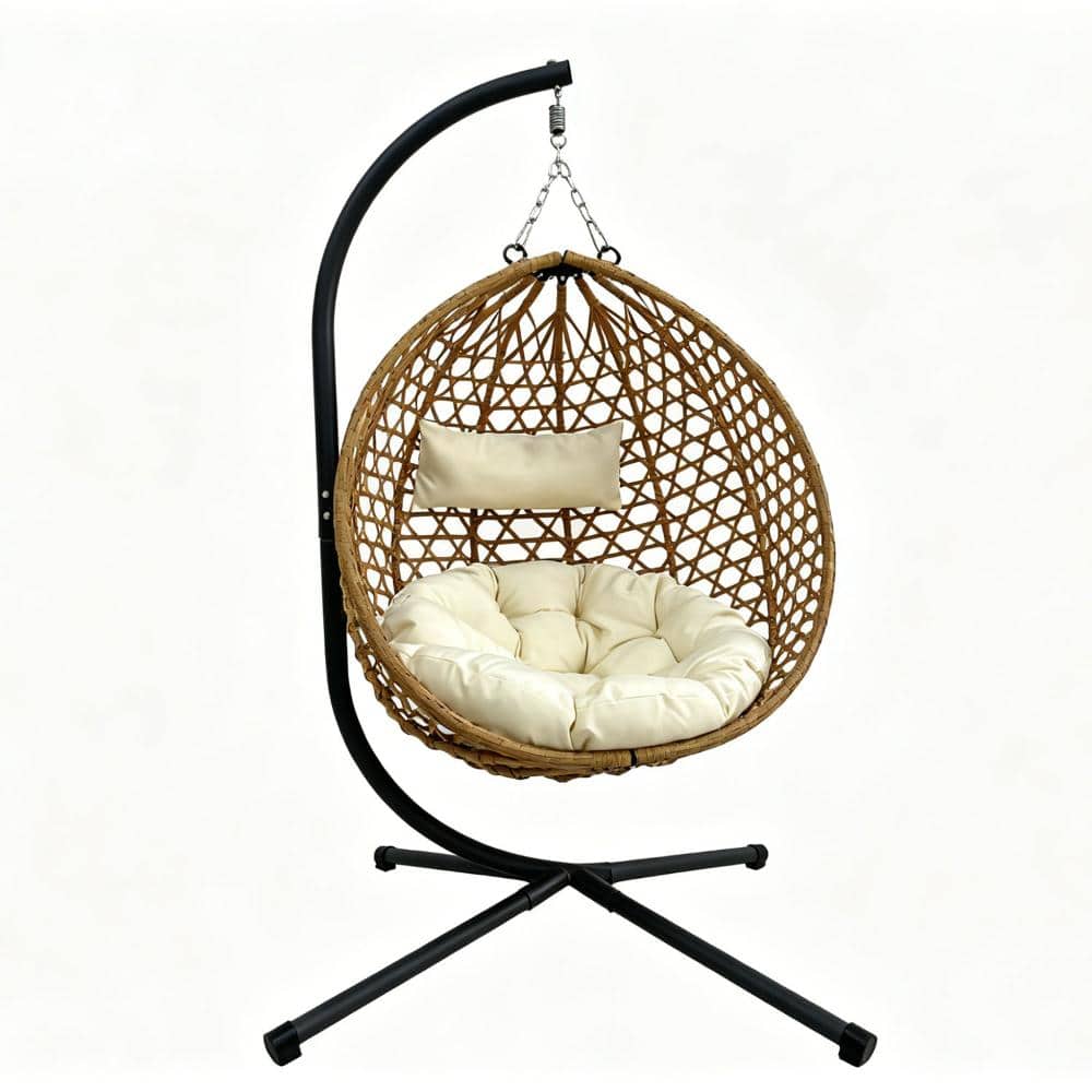 Foldable Hanging Egg Chair with Stand, HDPE Wicker Swing Chair with Cushion for Patio, Balcony & Indoor Use price history on PriceWatchPro