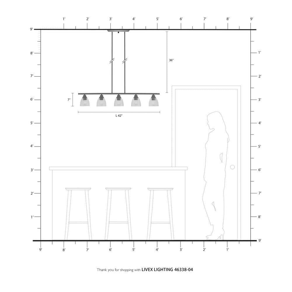 Montgomery Black Steel 5-Light Linear Chandelier