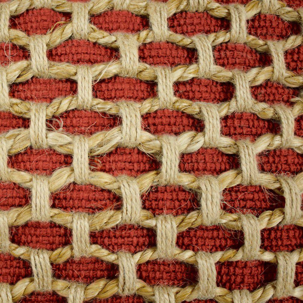 Jada Rectangular Rust Woven Cotton and Jute Pillow