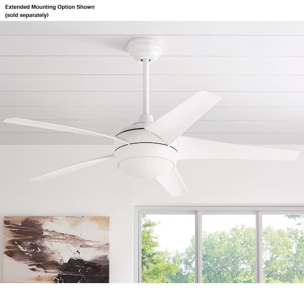 Windward IV 52 in. Indoor LED Matte White Ceiling Fan with Dimmable Light Kit, Remote Control and Reversible Motor