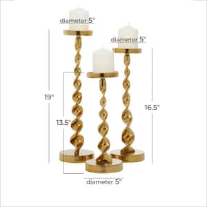 18 in. Gold Antique Vintage Metal Candlestick Pillar Candle Holder  250516-GO - The Home Depot