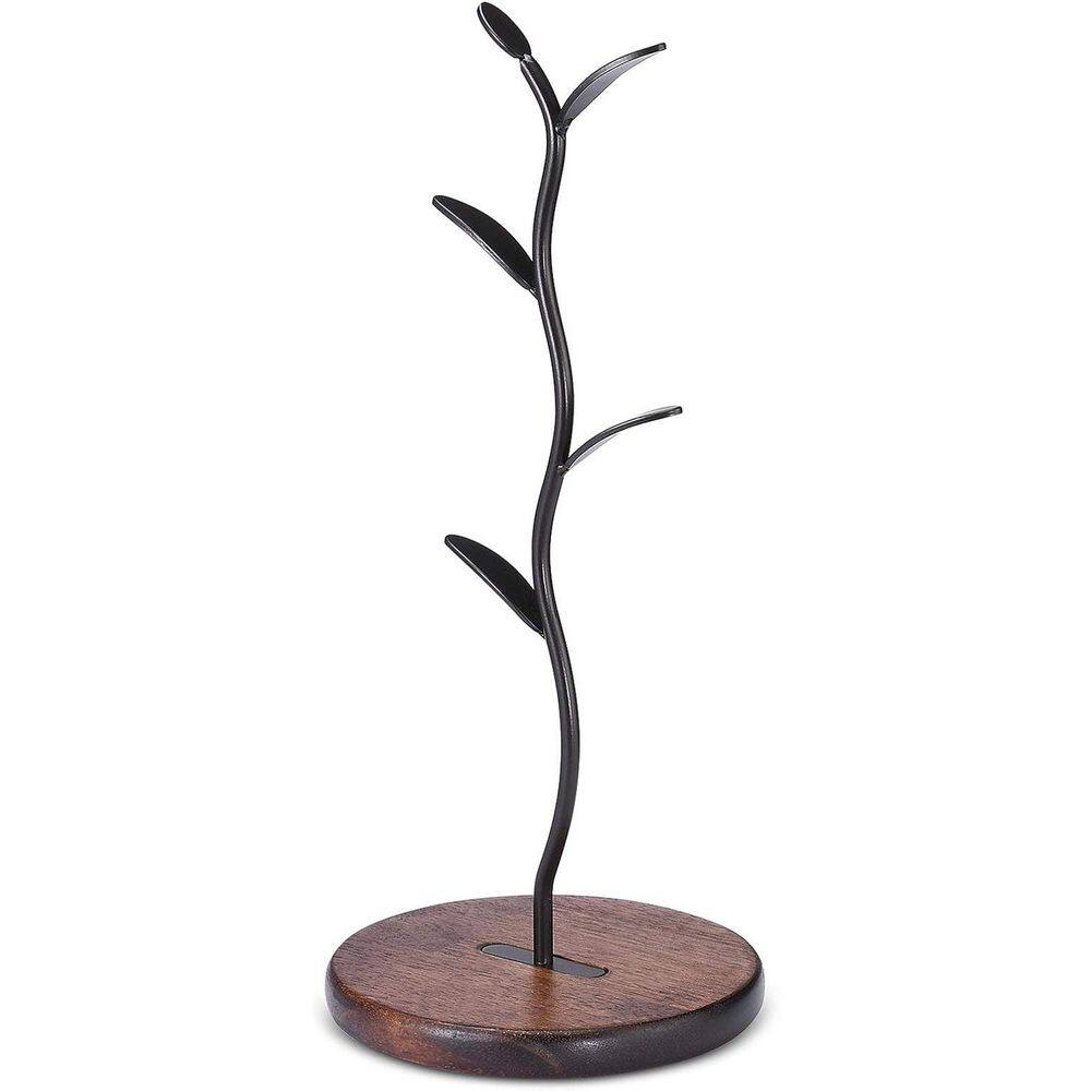Single Row 4-Hook Black Mug Tree Modern Countertop Coffee Teacup Storage Rack Space Saving Organizer price history on PriceWatchPro