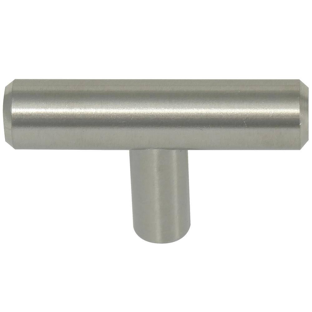 Brushed Satin Nickel T-Shaped Cabinet Knob with Mounting Hardware
