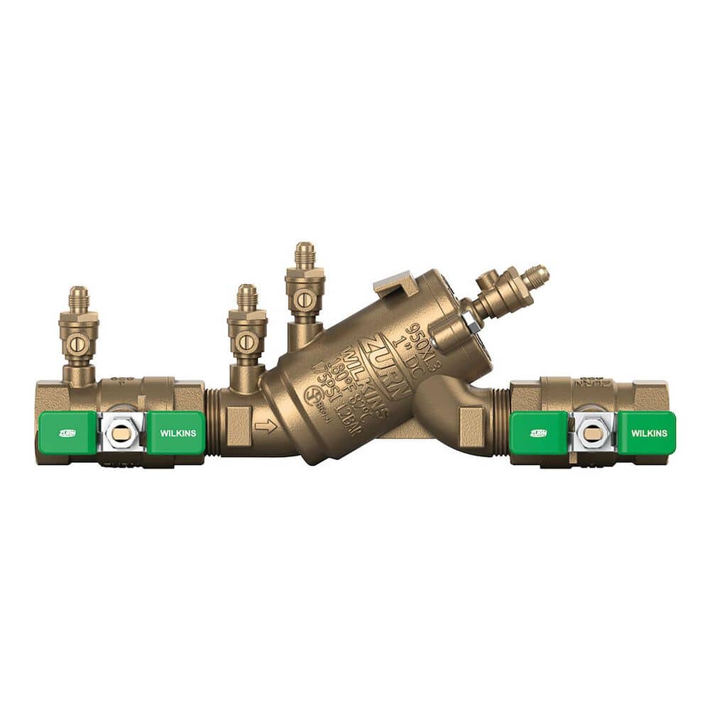 Wilkins 1 in. 950XL3 Double Check Backflow Preventer with Union Ball Valves -  1-950XL3U