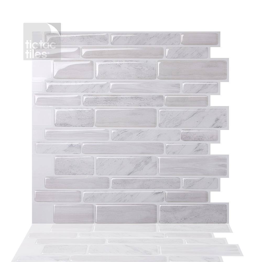 Tic Tac Tiles® Premium 3D Peel /& Stick Wall Polito-Black/& White BRS-13- 10TILE