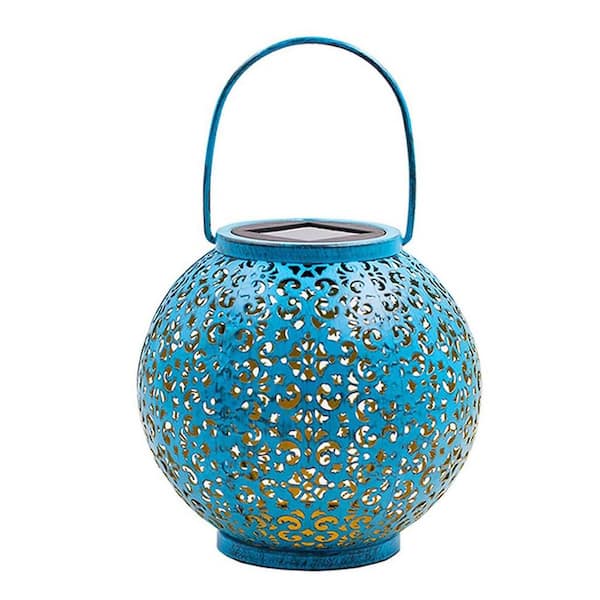 Solar Outdoor Lanterns, 2-Pack Blue L07BW6QZ87 - The Home Depot
