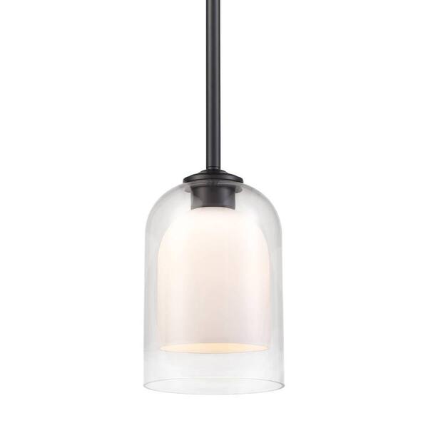 CLAXY 60 Watt 1 Light Black Finished Shaded Pendant Light with Clear glass Glass Shade and No Bulbs Included