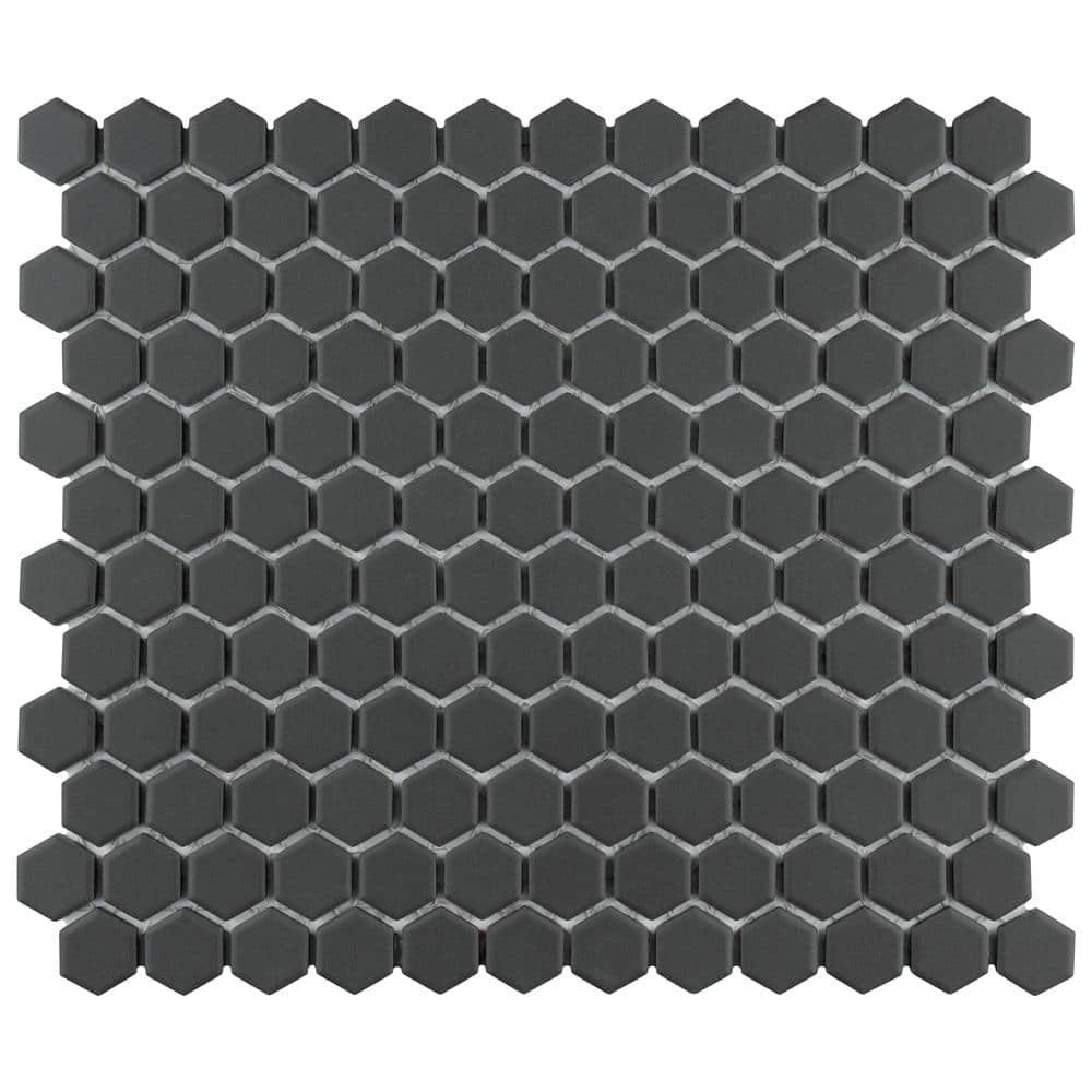 Metropolis 1 in. Hex Unglazed Black 10-1/4 in. x 12 in. Porcelain Mosaic Tile (8.7 sq. ft./Case) price history on PriceWatchPro