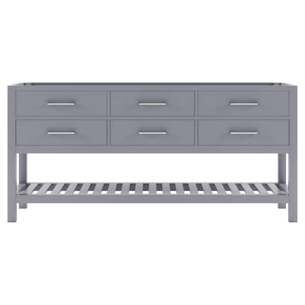 Virtu USA Caroline Estate 72 in. W x 22 in. D x 34 in. H Bath Vanity Cabinet without Top in Gray