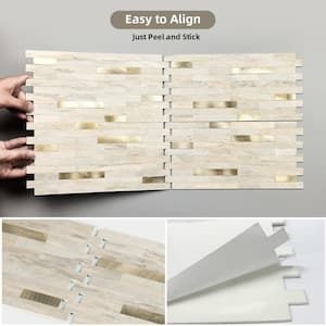 20-Sheets Marble Beige 11.6 in. x 5.9 in. Peel and Stick Decorative Metallic Wall Tile Backsplash [9.46 sq. ft../Pack]