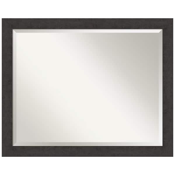 Amanti Art Medium Rectangle Distressed Brown/Tan Beveled Glass Modern Mirror (25.25 in. H x 31.25 in. W)