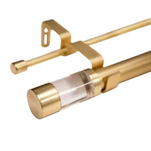 66 in. - 120 in. Adjustable Metal Double Curtain Rod in Gold with Acrylic Finial