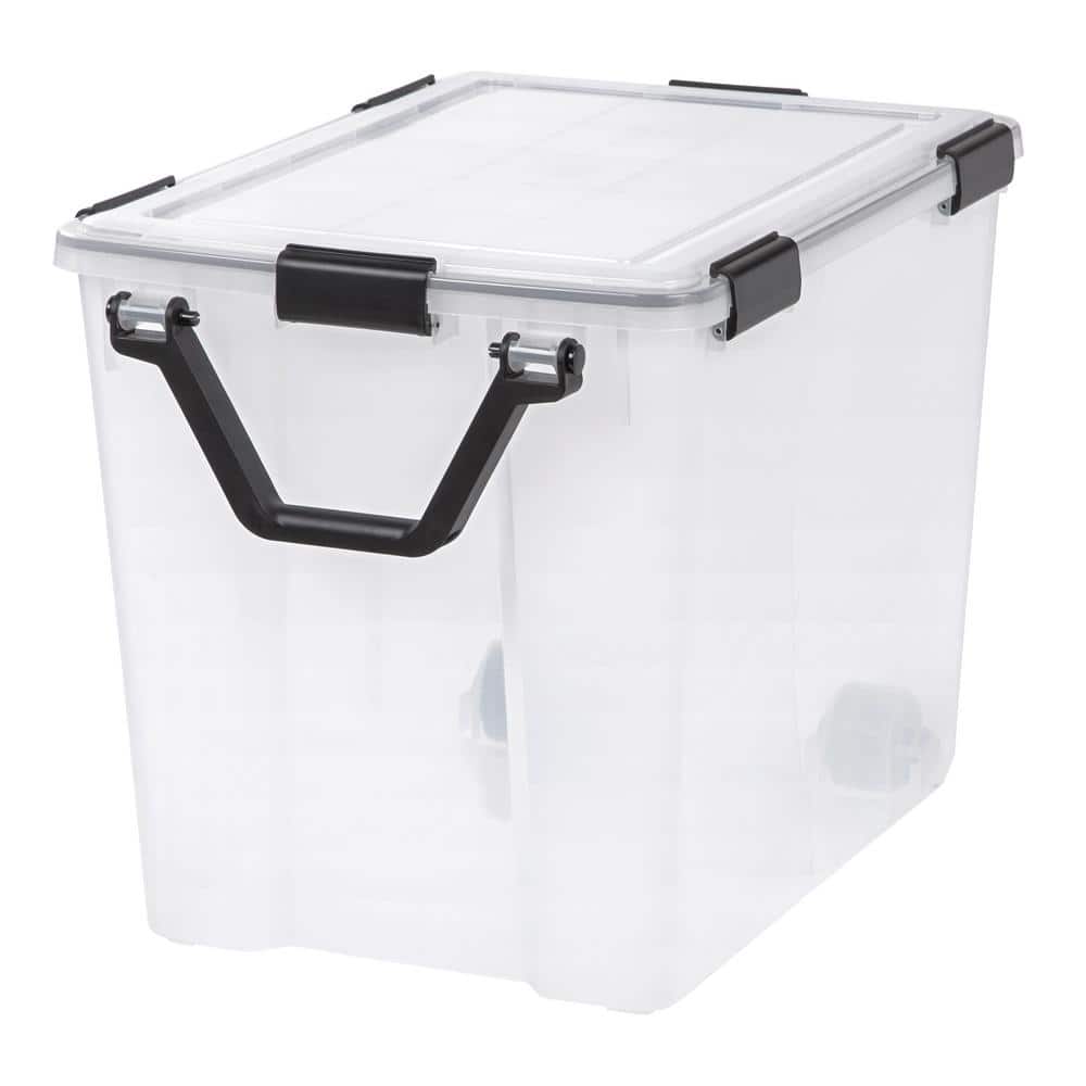 IRIS 11 Gal. Lockable Plastic Storage Box in Clear with Sturdy Blue Lid and  Buckles (4-Pack) 500132 - The Home Depot