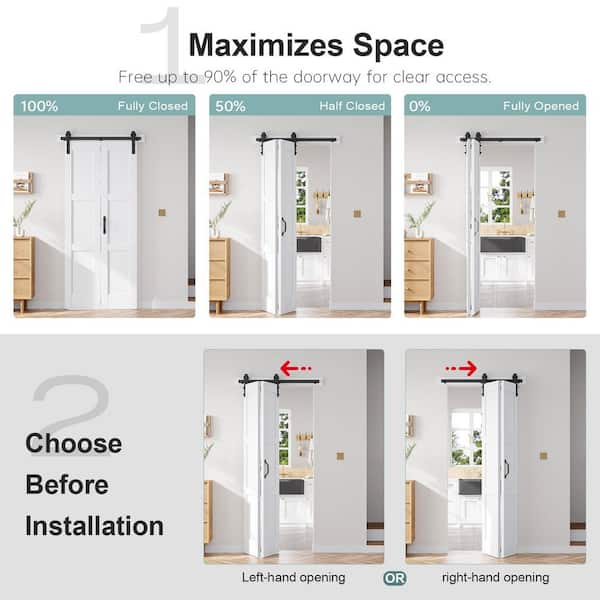 Fredbeck 60 in. x 84 in. 3-Panel White Finished Solid Core MDF