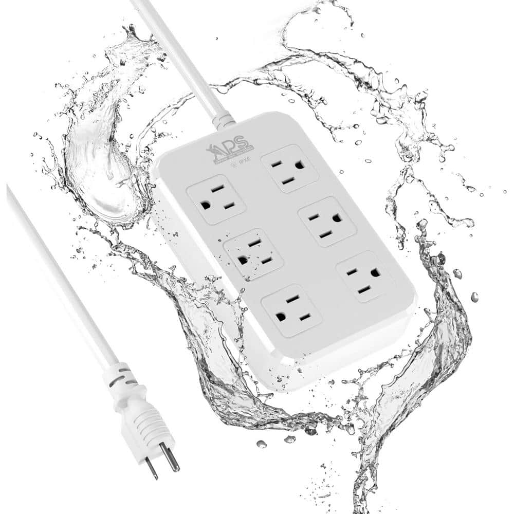 6 ft. 6 Wide-Spaced-Outlets, IPX6 Waterproof Surge Protector Power Strip, O
