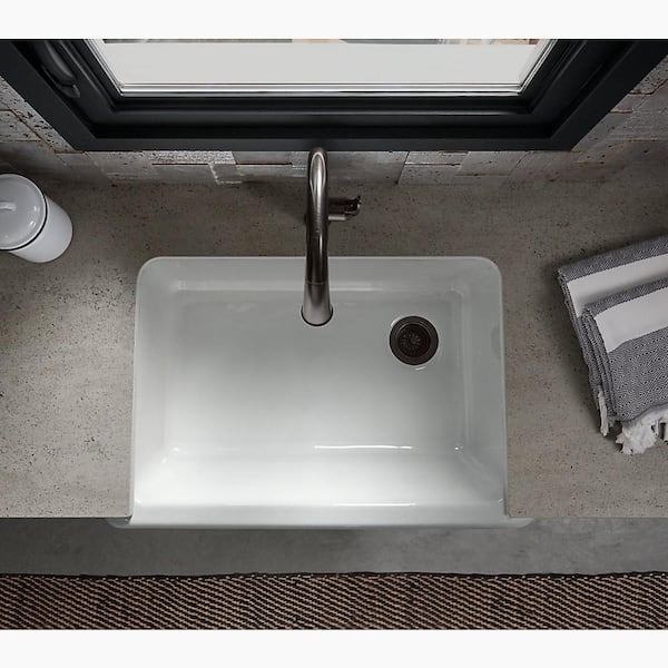 KOHLER Whitehaven 32.69 in. Undermount Single Bowl Aspen Green Cast Iron Kitchen Sink