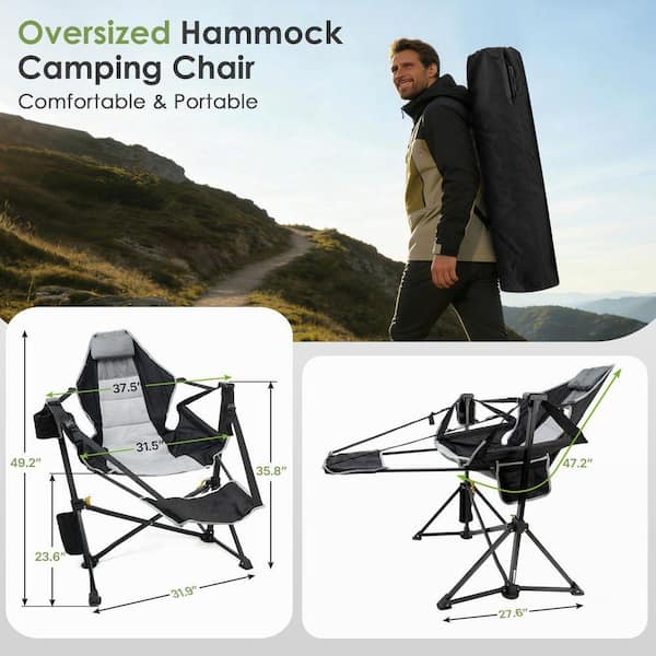 SEEUTEK Folding Hammock Chair with Footrest, Swinging Portable