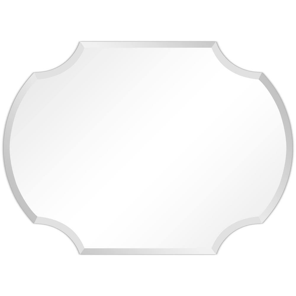 Frameless Beveled Rectangular Black Matte Bathroom Mirror, 28" x 38"